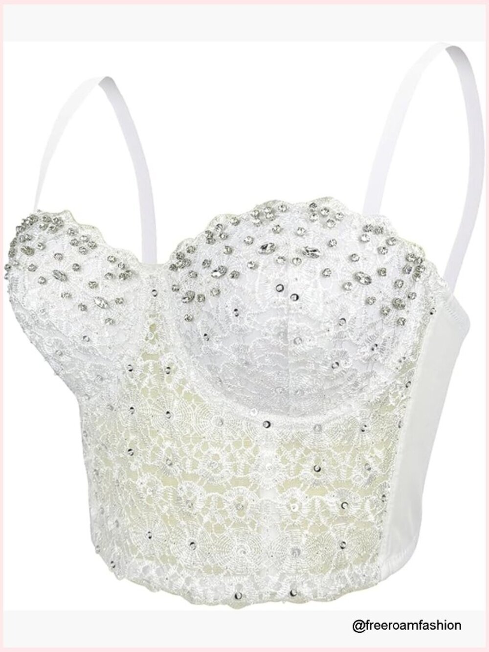 Lace Rhinestone Bustier Corset Crop Top Wedding Party Bra Vest